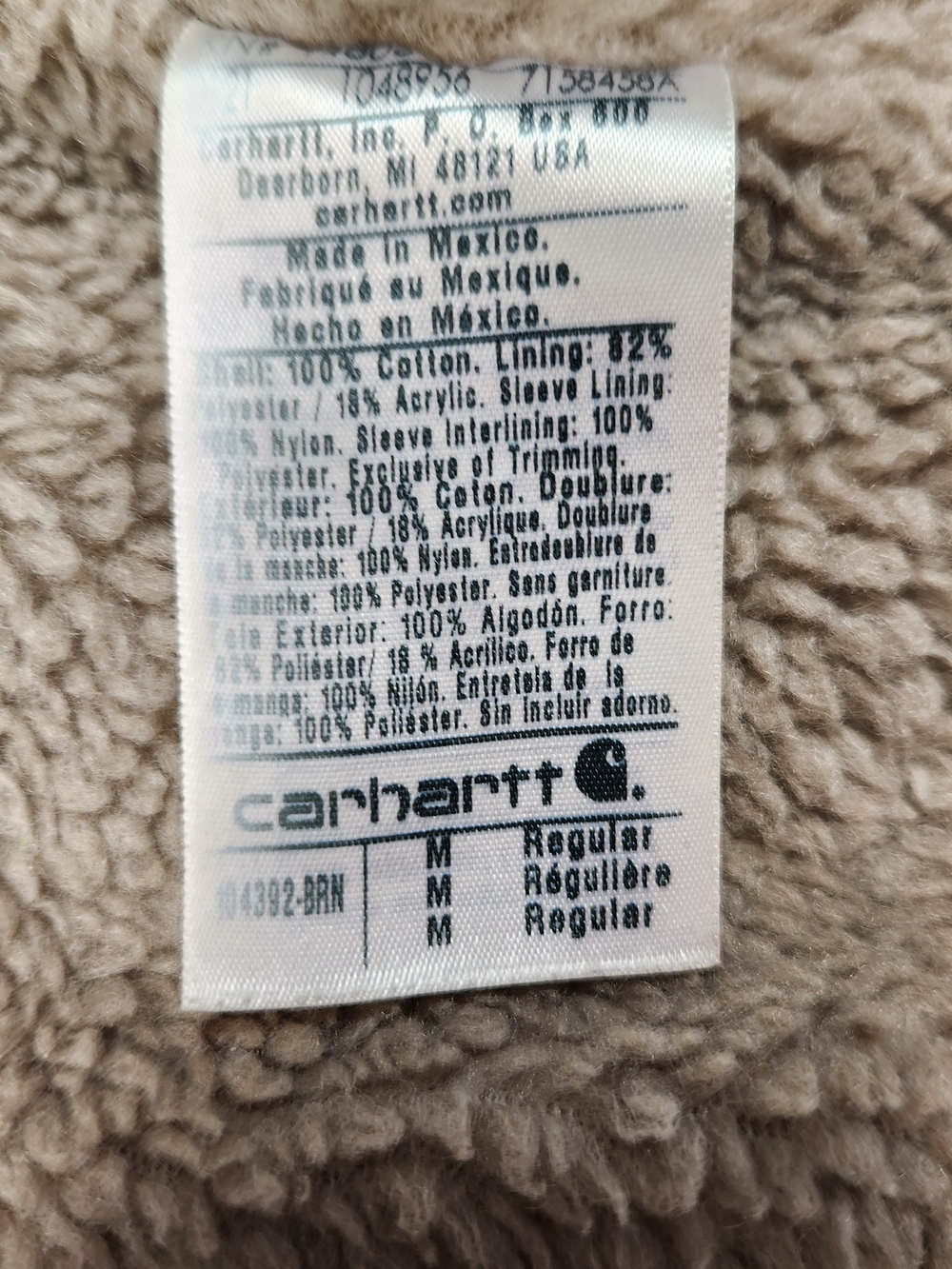 Carhartt Men's Tan Hooded Work Jacket with Sherpa Lining - Picture 15 of 15